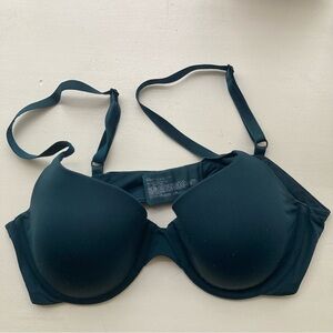 Dark Green Molded Cup T-Shirt Bra with Adjustable Straps